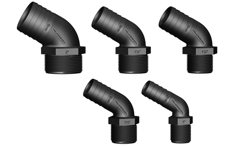 120 DEGREE HOSE BARB - 1-1/4" HOSE TO 1-1/4" NPS