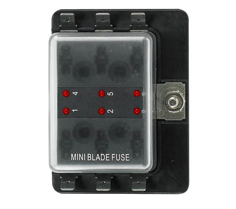 12 Volt Atm Style Fuse Blocks W/ Led Indicator 6 Gang