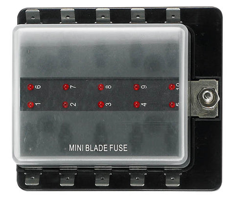 12 Volt Atm Style Fuse Blocks W/ Led Indicator 10 Gang