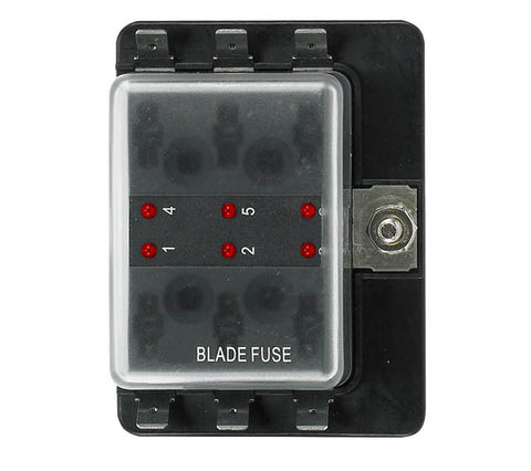 12 Volt Ato Style Fuse Blocks W/ Led Indicator 6 Gang