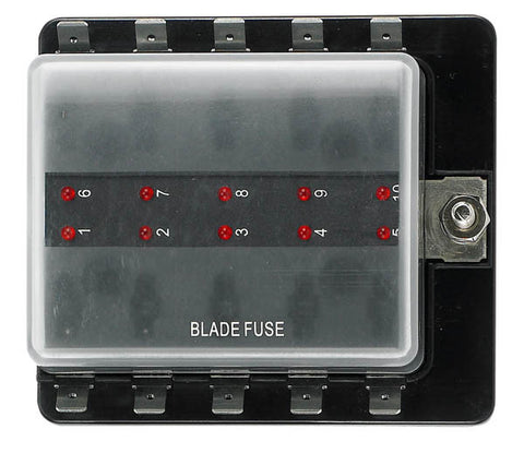 12 Volt Ato Style Fuse Blocks W/ Led Indicator 10 Gang